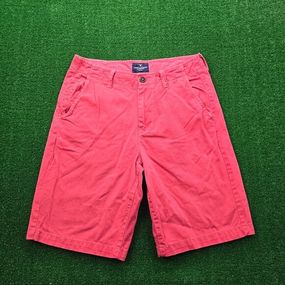 American Eagle Shorts Mens 32 Red Pink Longboard Preppy Summer Beach Casual - Picture 1 of 9
